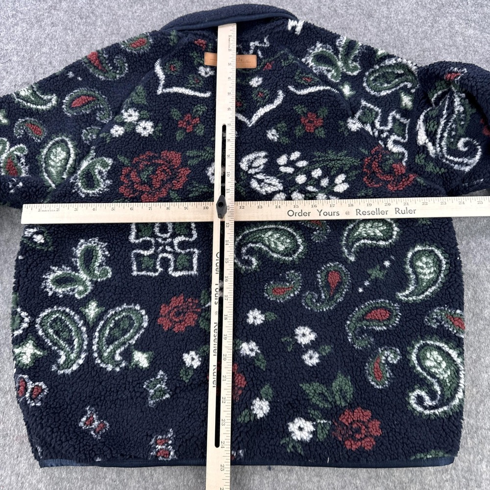 Kith Pinehurst Sherpa Fleece Jacket Mens Large Navy Paisley Snap Front Bomber - Picture 5 of 11